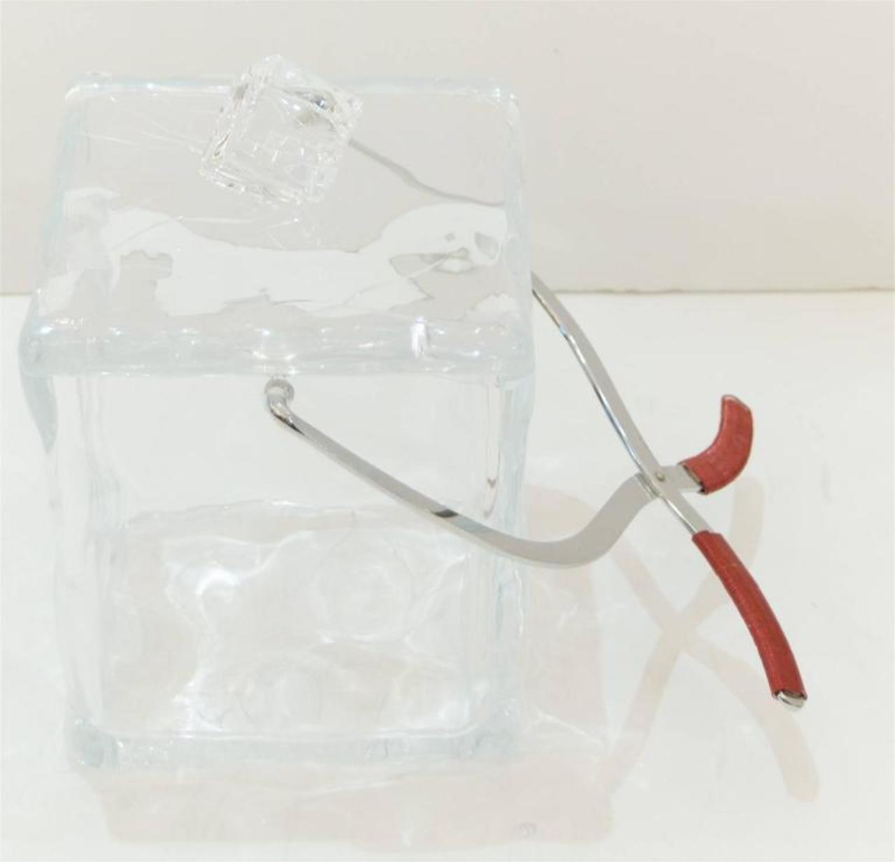 Ice Bucket - Cubed Design w/ Tongs - Clear Acrylic - Maze Home Store